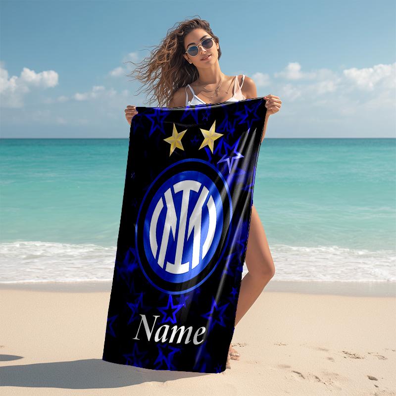 Personalized Customized Proof Beach Towel with Inter Milan Pattern - Soft, Absorbent,quick-drying,perfect Swimming,camping&bathing