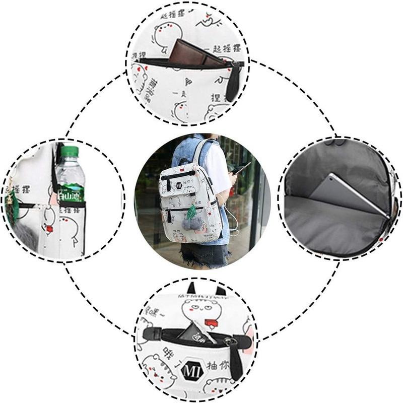 Asge Women's Fashion School Bag Kawaii Printing Backpack Girls Casual Waterproof Backpack School Teenager Daypack