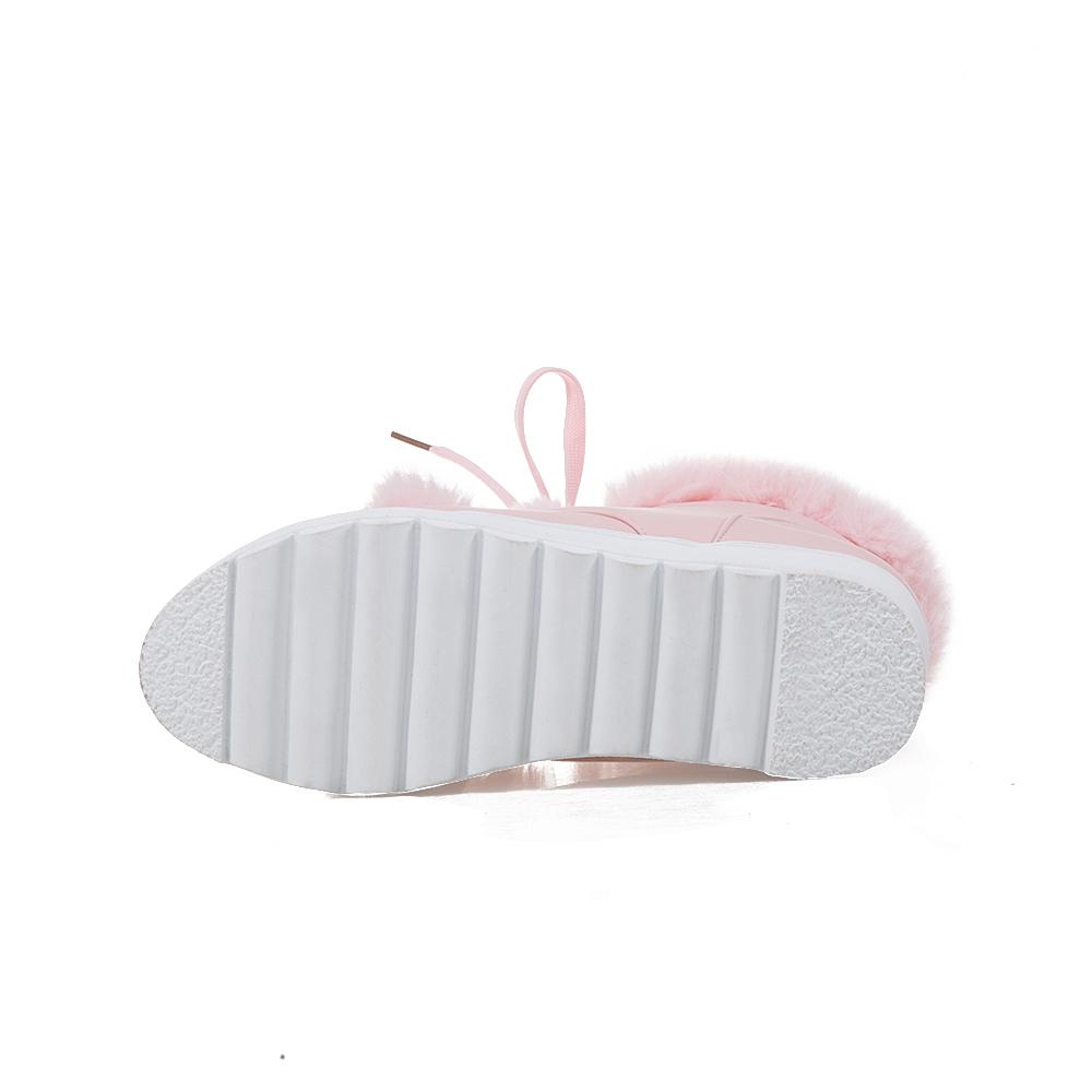 B5/Damen-Kurzstiefel, Winter-lange Plüsch-warme Schneestiefel, übergroße Damenschuhe, erhöhte schräge Absätze, Damenschuhe