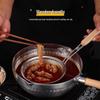 Wooden Handle Stainless Steel Perforated Oil Skimmer Ladle for Dumplings and Noodles - Thickened Frying Spoon Strainer.