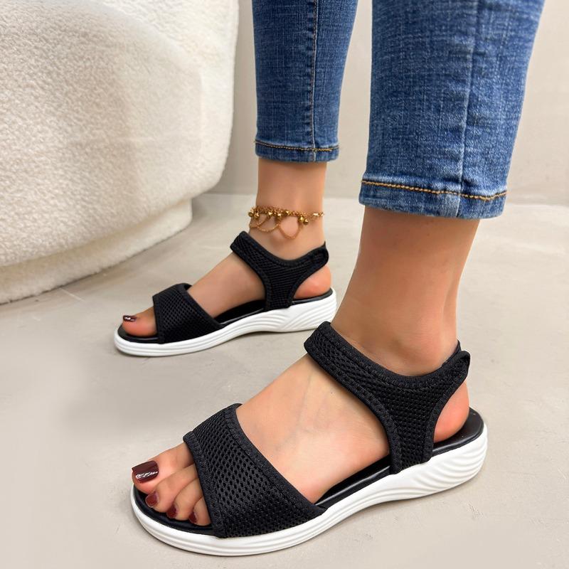 2025New Women Summer Fashion Sandals Mesh Casual Fish Mouth Sports  Plus Size Flying Woven Flat Shoes
