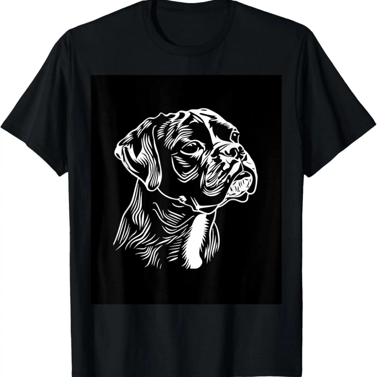 Minimalist Black & White Dog Design T-Shirt S чёрный