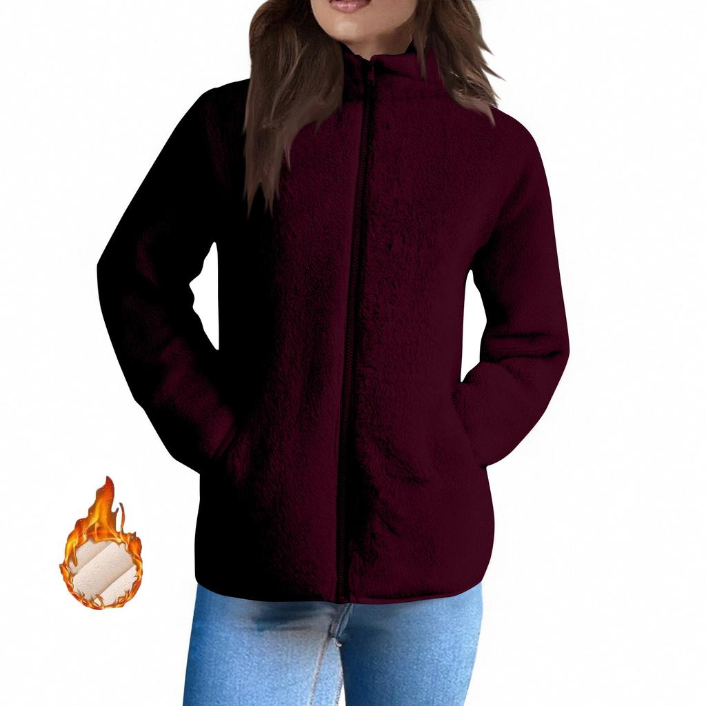 Dámské zimní kabáty Teplé plyšové bundy S otevřeným předním dílem Kardigan s dlouhým rukávem Trendy Chlupavé svrchní oblečení