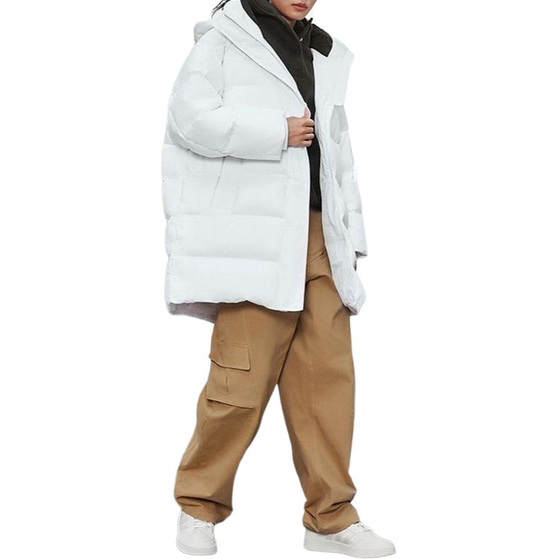 Adidas Veste Longue Décontractée Sportive à Capuche en Duvet avec Imprimé Lettres Veste Femme Blanche IV7557