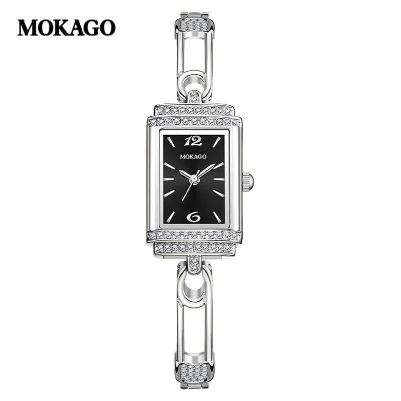 OFNS Women's Luxury Square Leather Strap Watch - Waterproof Quartz with Diamond Detailing