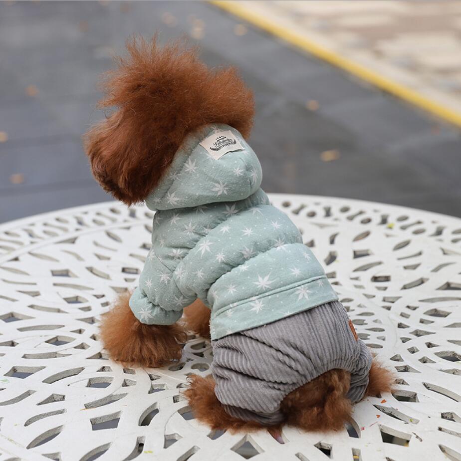 Corduroy Warm Fleece Teddy Pet Overalls Winter Dog Clothes Dog Jumpsuit Pet Cat Clothing