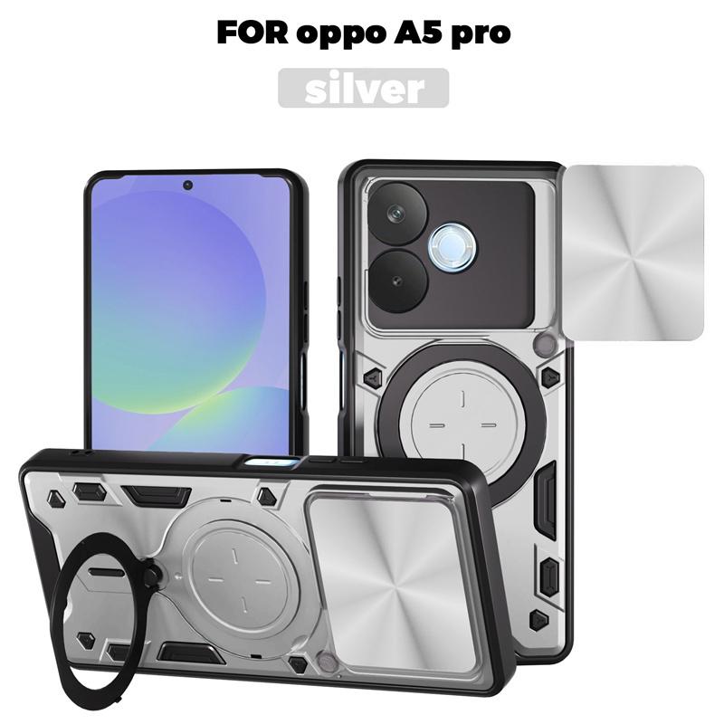 For OPPO A5 Pro 5G Case Slide Lens Protector With Ring Magnetic Holder Back Cover for Oppo Oppo A5Pro 5G Armor Silicone PC Funda
