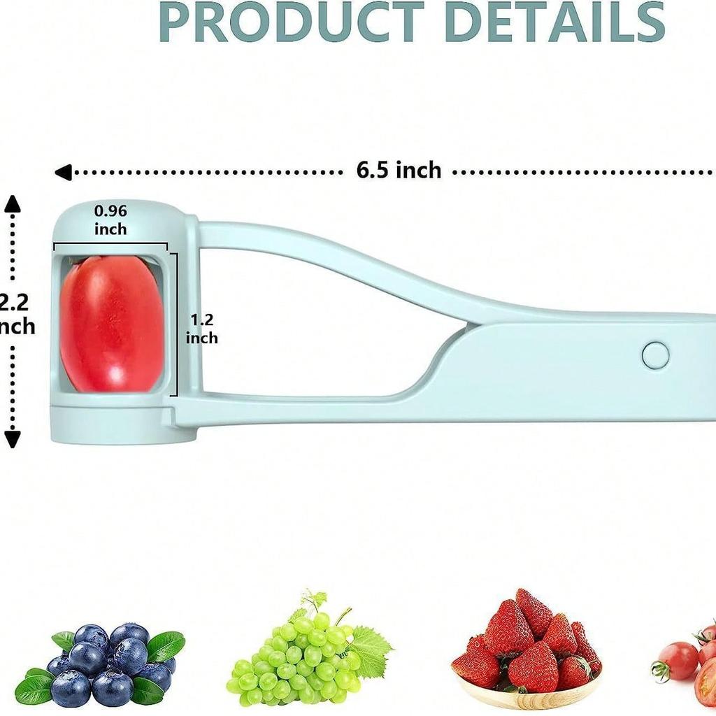 Grape Cutter With Stainless Steel Blades ,4 Wedge Fruit Slicer For Grapes, Cherry Tomatoes, Strawberries, And More Quick,Easy Kitchen Tool For Salads