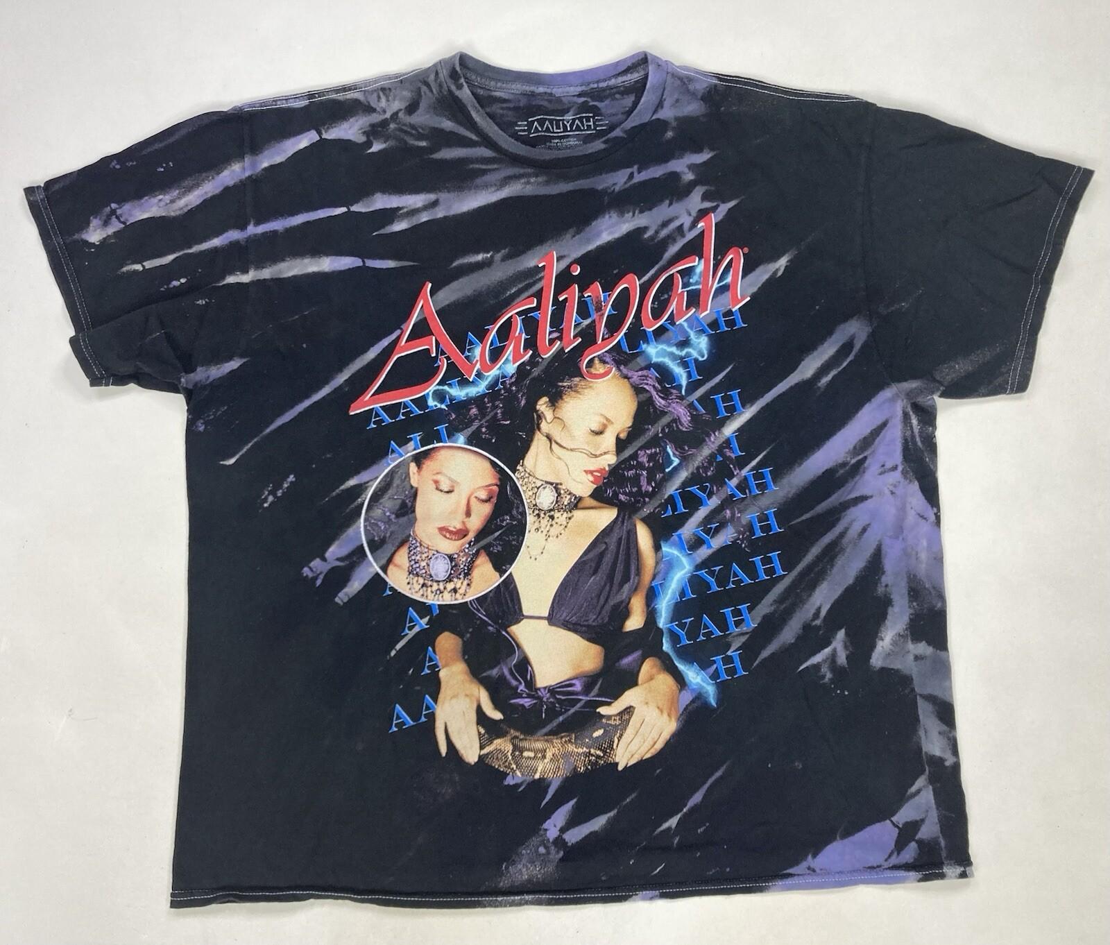 Aaliyah Graphic T-shirt Men XL Black Tie Dye Short Sleeve Music M