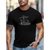 Tallas europeas Camiseta para hombre, Relajada y Casual, Cómoda y Versátil, Camiseta de Verano Casual con Estampado de Barco Vikingo Nórdico para Hombre, Cuello Redondo