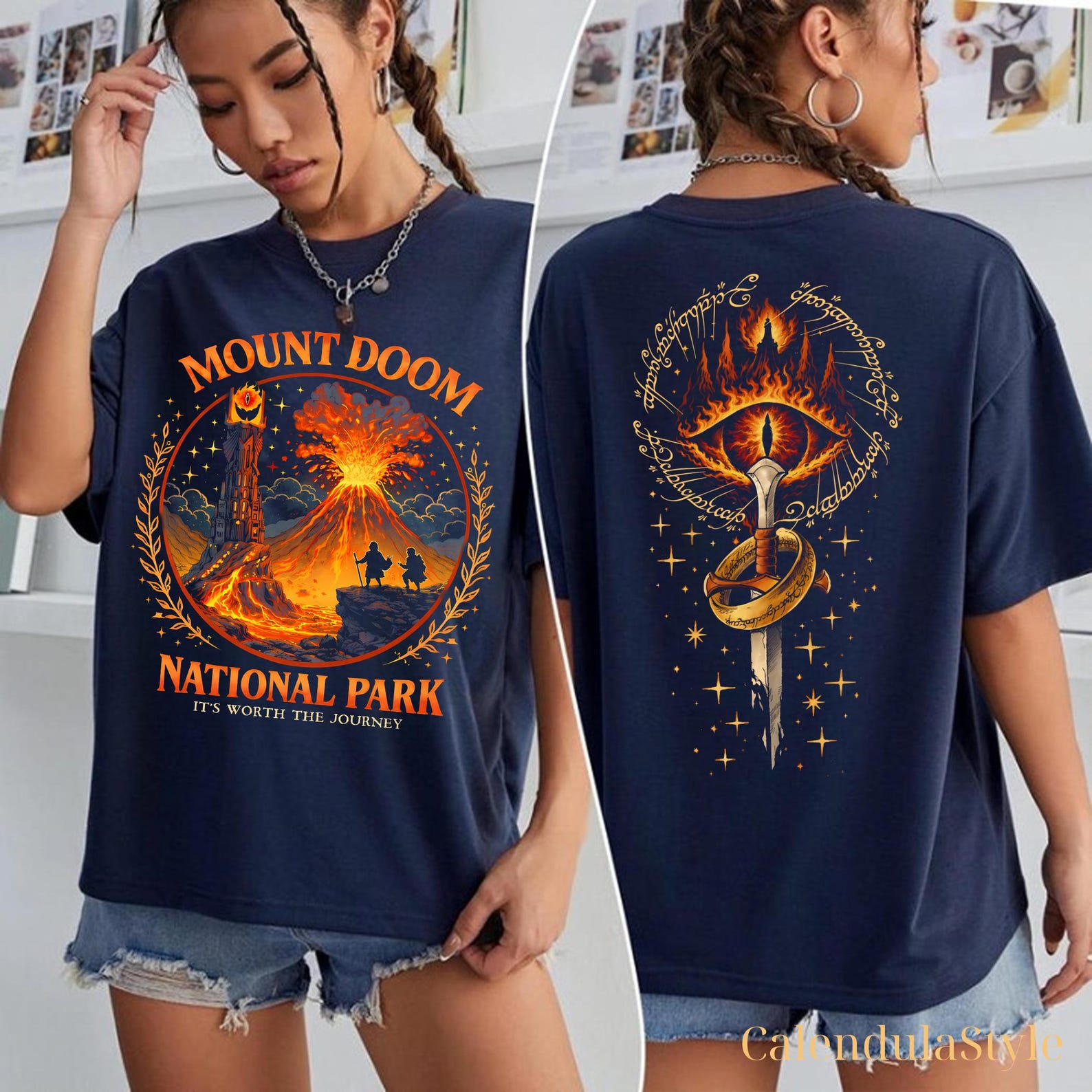 Mount Doom National Park LOT Ring Shirt, The Lord of the Rings, Volcanic Monument Tshirt, Middle Somewhere Tee, Dark Lord Fantasy Reading S