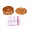 Panier à Tortillas en Rotin avec Couvercle en Tissu Espace de Rangement Ample Porte-Tortillas Tissé à la Main pour Wraps Pancakes