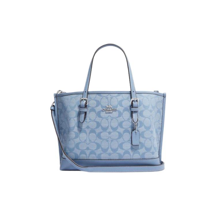

Coach Mollie Classic Monogram Jacquard Zipper Closure Handbag Women handbags Light-Blue CH228-SVM6A Basic Set (Bag+Dust Bag)