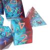 7Pcs Polyhedral Resin Dice Set Clear Numbers Role Playing Games Exquisite Collectible Gift for Family Friends Blue+Red