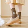 Socken aus Baumwolle mit kleinem Bärenmuster, Plüsch-Socken im japanischen Stil, Neue mittelhohe Socken für Damen