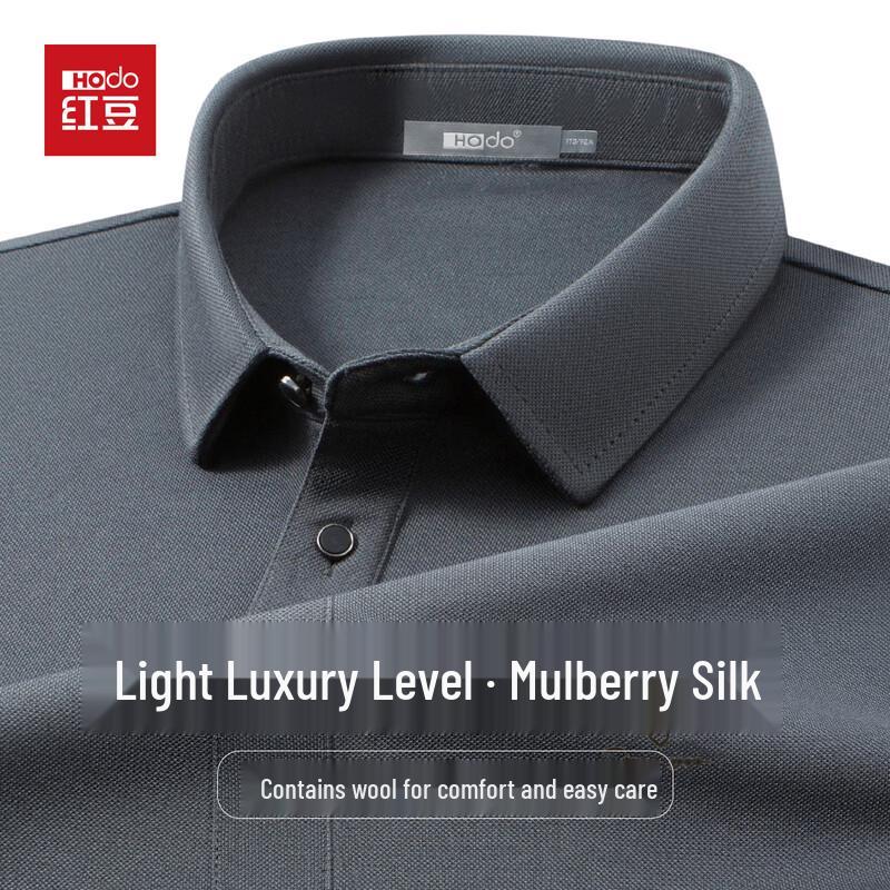 Hodo Men's Merino Wool & Silk Blend Long-Sleeve Polo Shirt