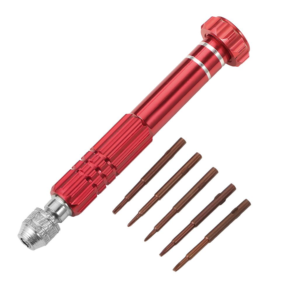 

1pc Multi-functional 5-in-1 Screwdriver Set Aluminum Alloy Tool Precision Cross Flathead Driver Portable Watch Repair Tool Kit красный