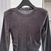 Damen Luxe Samt Langarm-T-Shirt – 2026 Rundhals Schmale Passform für den frühen Frühling/Herbst