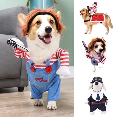 Dog Fancy Dress Horseback Riding Cosplay Costume Halloween Funny New Year's Dog Suit Soft Breathable Clothes Dogs Accessories