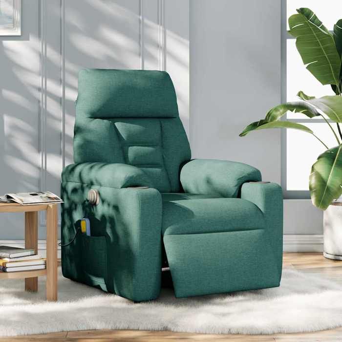 VidaXL Fauteuil de massage inclinable électrique Vert foncé Tissu 3303028