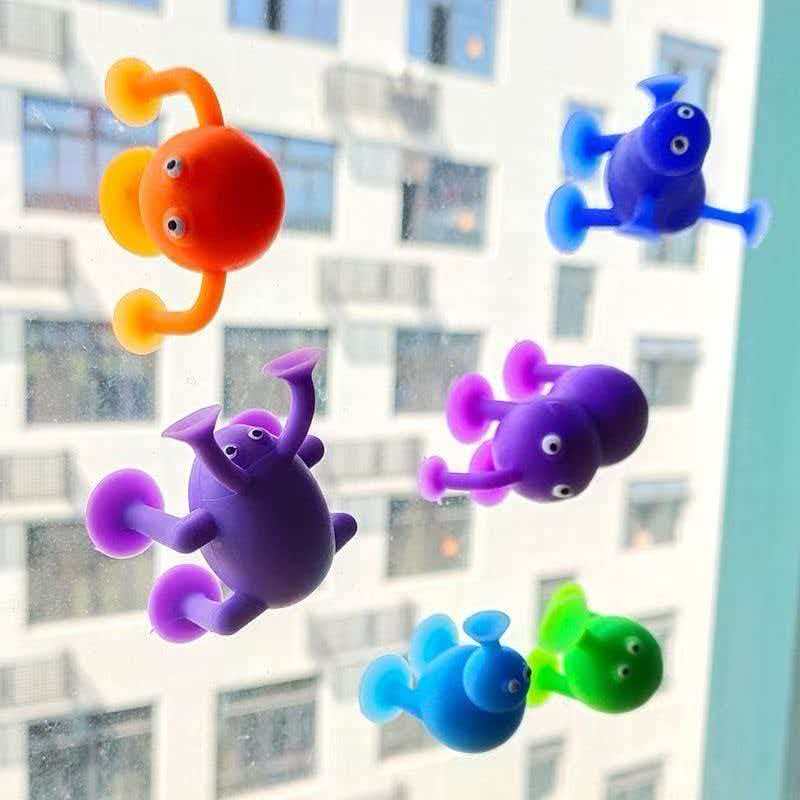 9PCS Animal Suction Cup Fidget Toys Silicone Sensory Play Airplane Car Window Travel Road Trip Party Favors Carnival Prizes