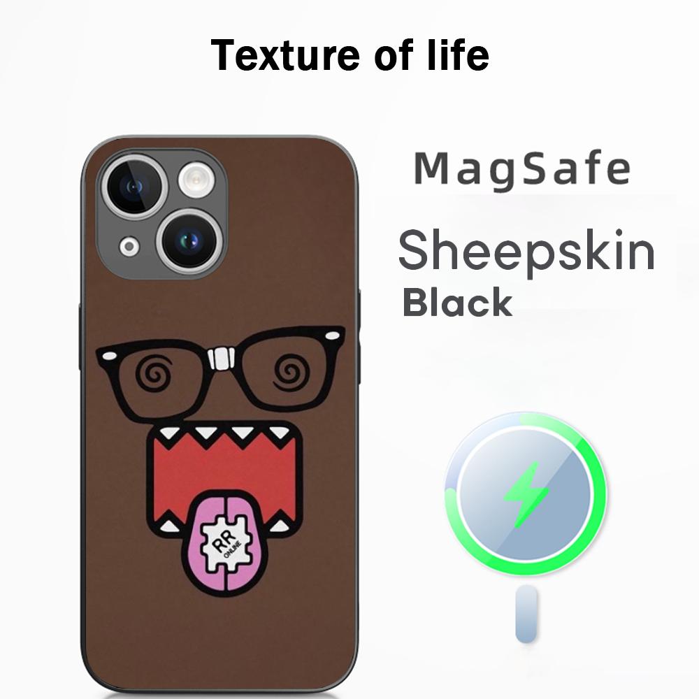 Domo kun new cute cartoon pattern Phone Case For iPhone 17 16 15 14 13 12 Plus Pro Max  High-end Luxury Magsafe Sheepskin