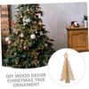 Christmas Wooden Table Ornaments 3D Xmas Tree Shaped Unfinished Wood Cutouts Christmas Tree for Xmas Holiday Wedding Party Decor