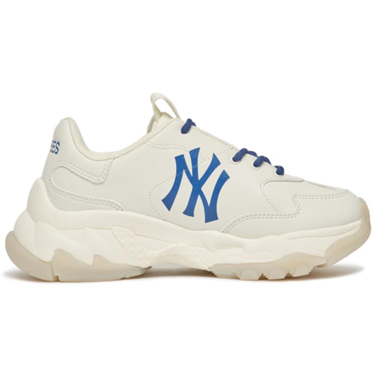 New MLB Big Ball Chunky Pixel Ny Cushioning Anti Slip And Wear Resistant Low Top Chunky Sneakers Unisex White Blue 3ASHCD22N-50BLD