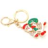 Santa Claus Key Ring Chain Alloy Rhinestone Christmas Car Key Ring Pendant Gifts