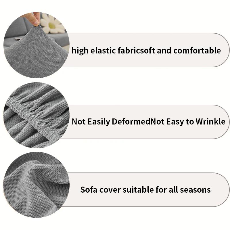 Minimalistyczny nowoczesny pokrowiec na sofę w jednolitym kolorze jest uniwersalny na cały rok, antypoślizgowy, odporny na zabrudzenia, przyjazny zwierzętom i można go prać w pralce.