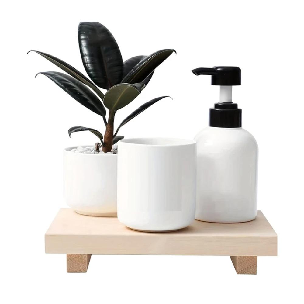 Retro Pedestal Stand Wooden Vanity Tray Home Decor Storage Holder Tray  Kitchen