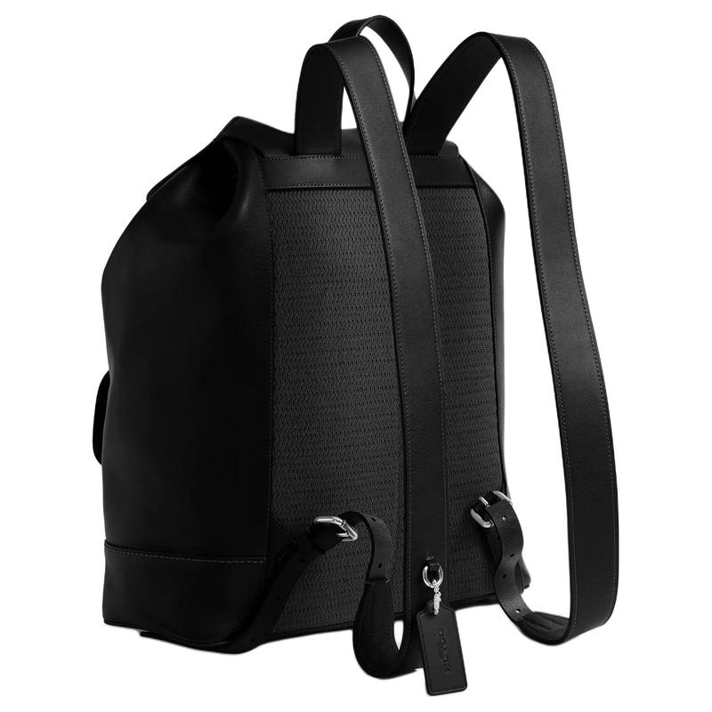 COACH Lennox 35 adjustable shoulder strap natural grain and vegetable tanned leather backpack large size men's black