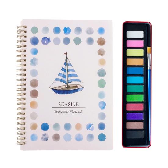 

Coloring Picture Book with 12 Paint Colors Thickened Pages Animal Flower C