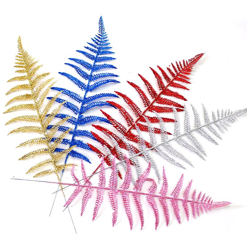 1PC Shiny Surface Decorations Artificial Leaves Romantic Atmosphere Durable DIY Christmas Party Scene Lightweight Wedding 44CM