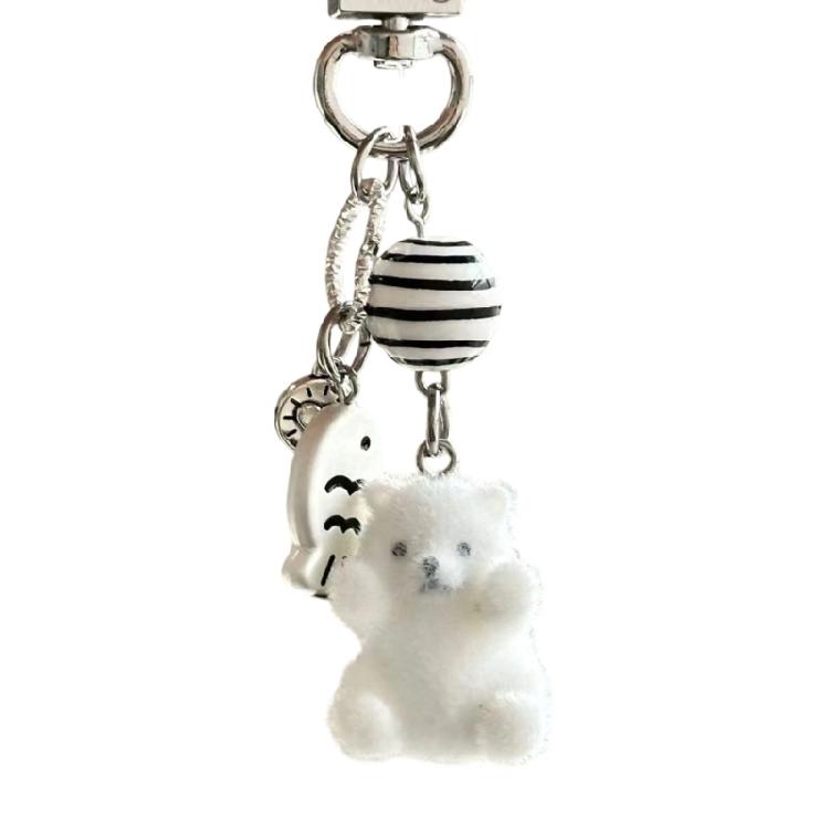 Stylish Bear Keychain Plush Flock Multi Functional Bag Clip Cartoon Bags Pendant for Casual Fashion
