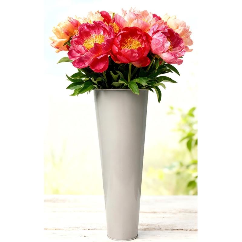 2Pcs Large Metal Vases Farmhouse French Flower Bucket Vases for Cut Flowers Wedding Table Centerpiece Home Decorations
