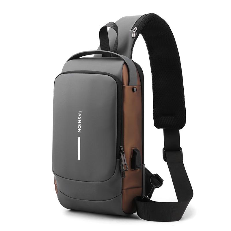 Men's USB Charging Water-Repellent Crossbody Chest Bag