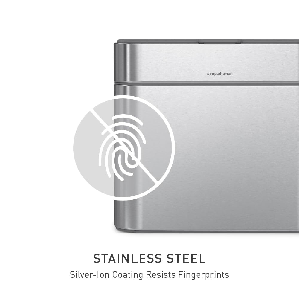 Simplehuman Compost Caddy, 4-liter (4L) Capacity, with Lid, Stainless Steel Dustbin (simplehuman CW1645)