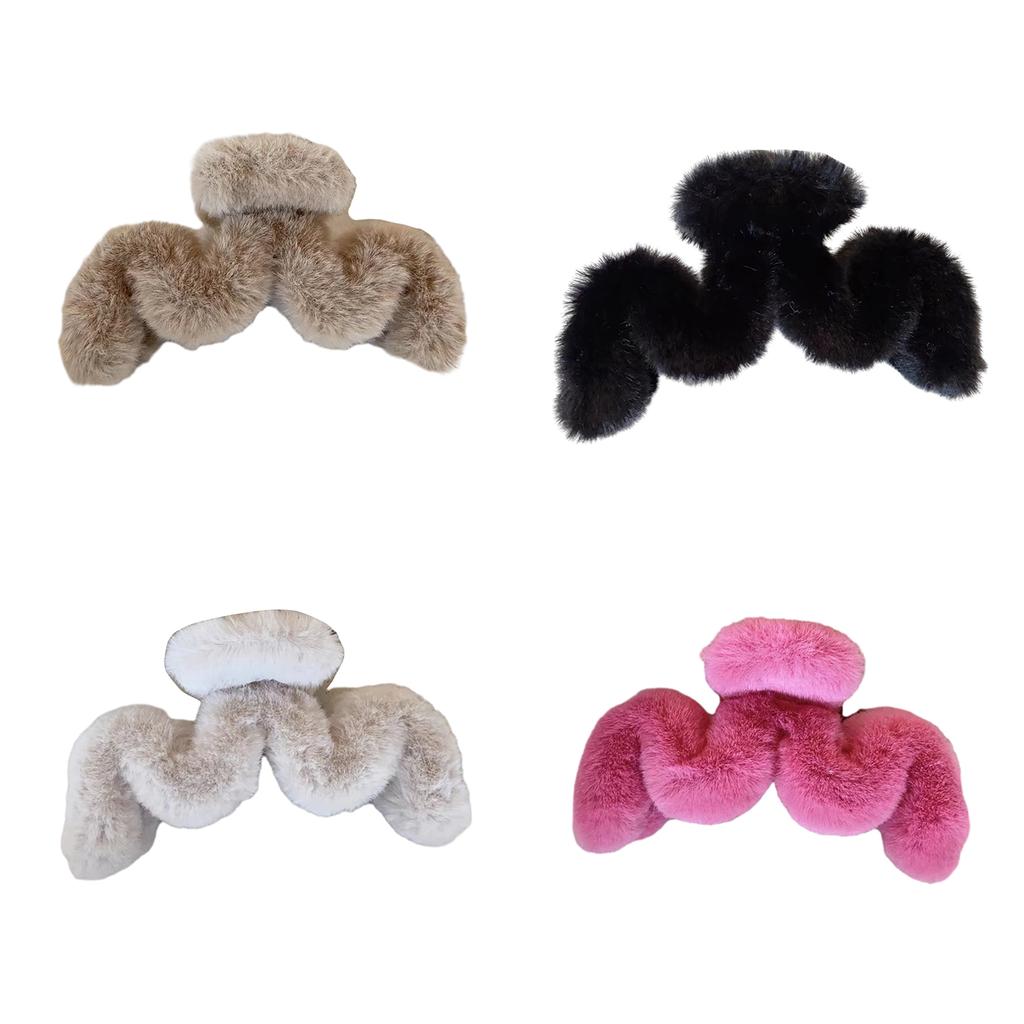 Wellenform Haarspange für Frauen Große Haarklammer Bananen-Kieferklemme Plüsch Haargreifer Weiblich Winter Haarschmuck