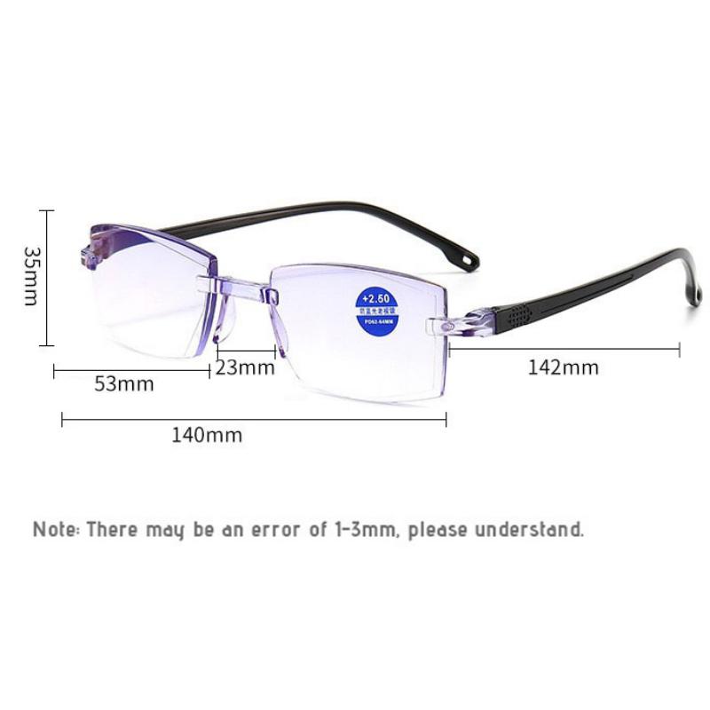 Rimless Progressive Multifocal Reading Glasses with Anti-blue Light and Diamond-cut Design