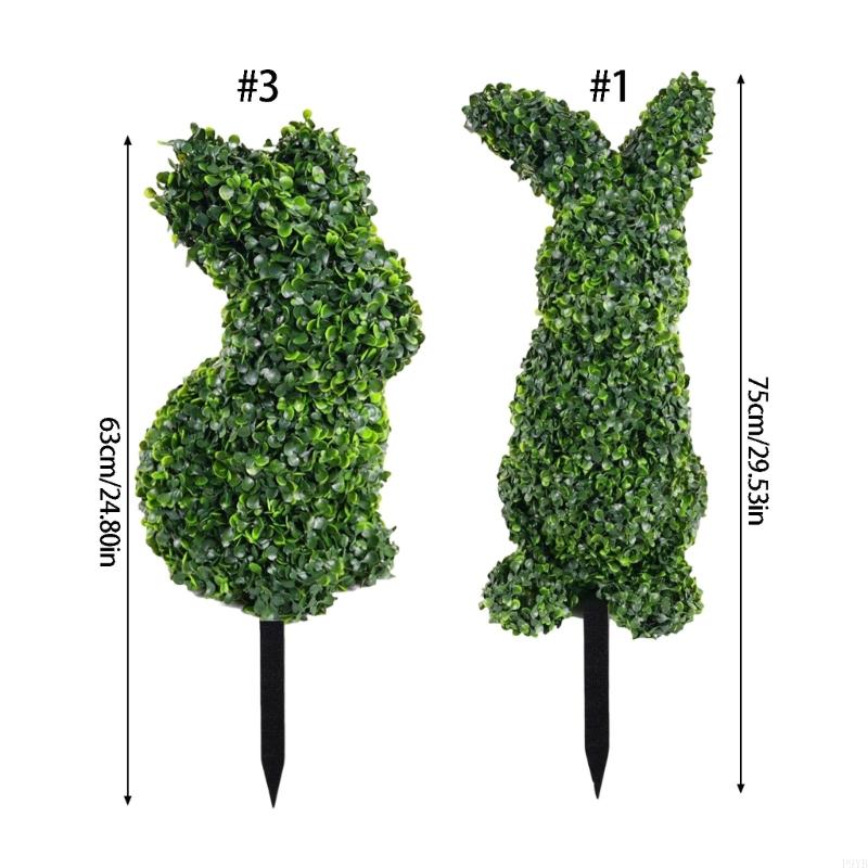 Easter Rabbit Topiary Green Artificial Rabbit Topiary Tree Pot Fake Easter Rabbit Plant Faux Plant for Porch P9YB