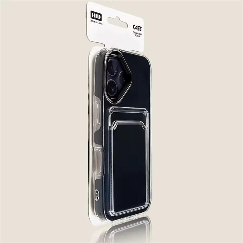 Candy Transparent Soft Silicone+PC Card Slot Case For iPhone 17 Air 16E 15 14 13 12 11 Pro Max Luxury Jelly Wallet Bumper Cover