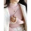 Semi-turtleneck lace bottoming shirt women's spring inner top age-reducing design knitted sweater