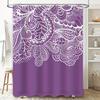 Stylish Purple White Floral Print Shower Curtain for Home Bath Decoration Waterproof Bathroom Accessories Set