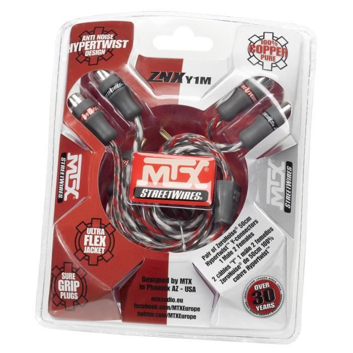 MTX Câble RCA "Y" StreetWires ZNXY1M 1 Mâle 2 Femelles 50 cm 100% cuivre ZeroNoise
