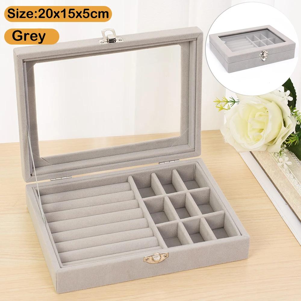 Jewelry Storage Box Earring Ring Necklace Jewelry Display Box Jewelry Classification Dustproof Transparent Flip Lid Jewelry Box