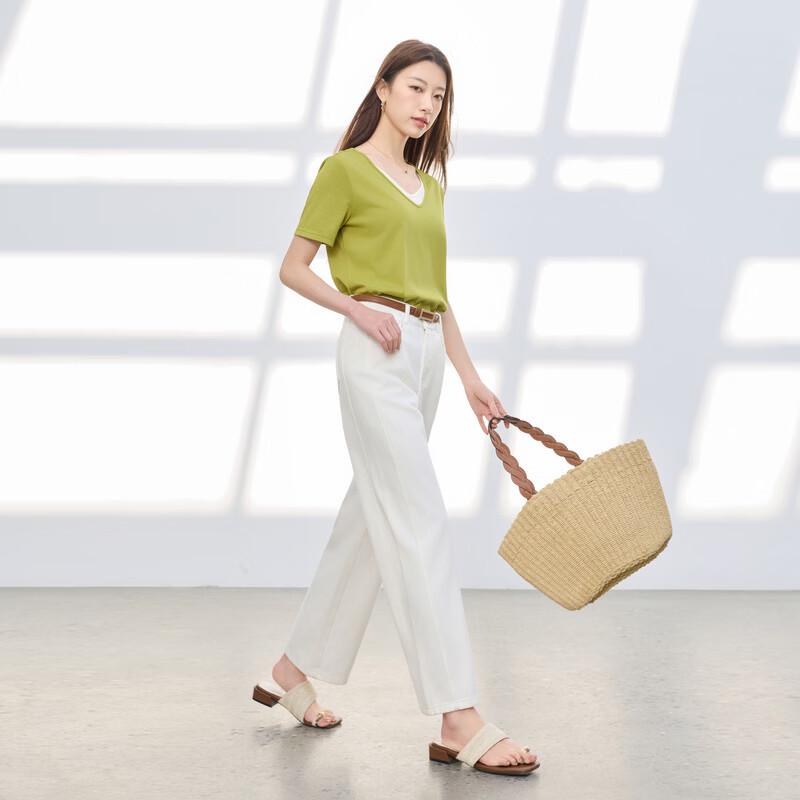 Sancai Women's High-Waist Straight Leg Pants