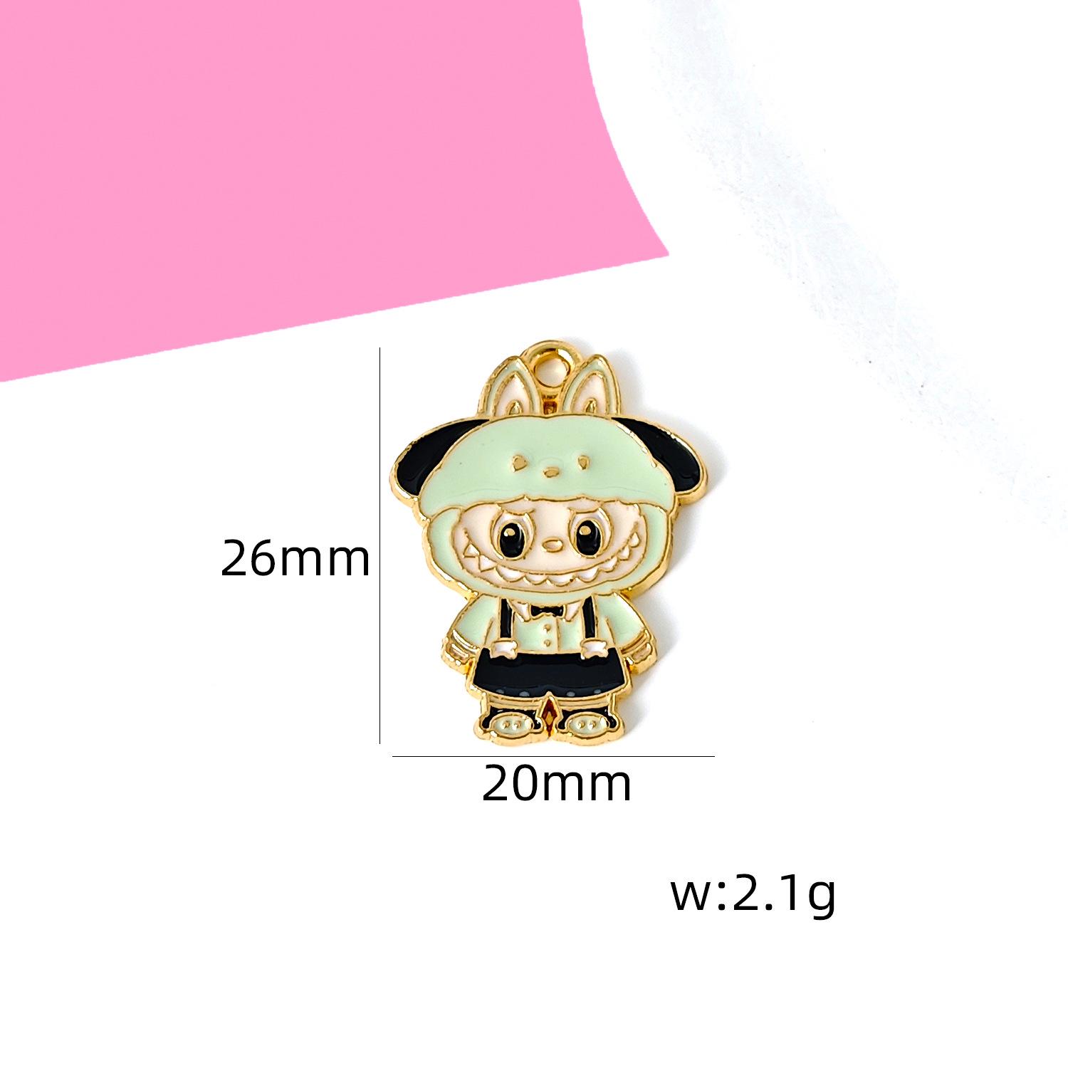 

Cartoon Labubu Alloy Pendant: DIY Keychain, Necklace, Mobile Charm Size as marked in image