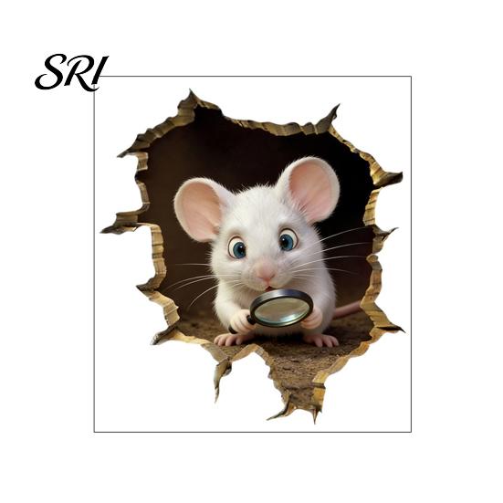 Playroom Wall Decoration 3D Mouse Hole Decals Peel And Stick Decorative Stickers Effect Sticker In The with for Living Room Bedroom Decor Kids
