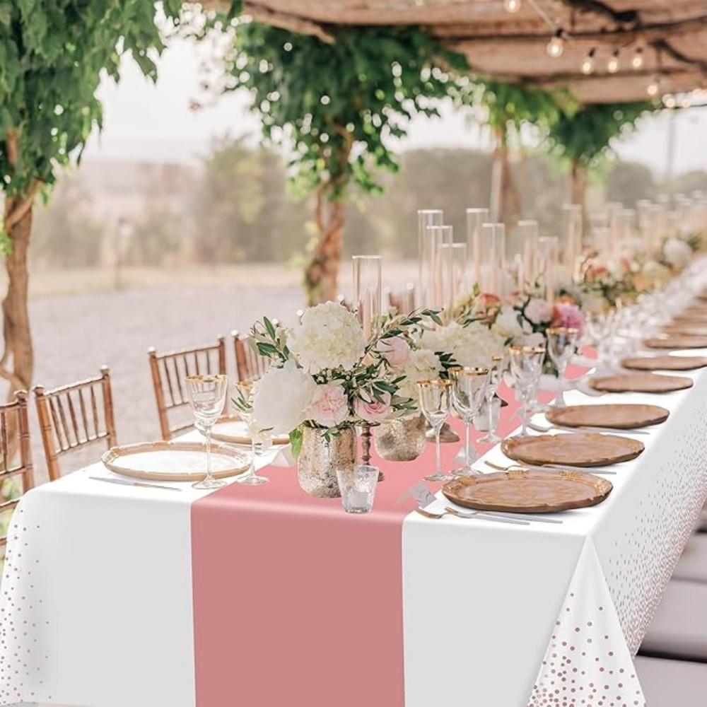 1/2pcs Party Decorations Plastic Table Runner Disposable Rectangle Table Cover for Birthday Wedding Anniversary Graduation 1/2p